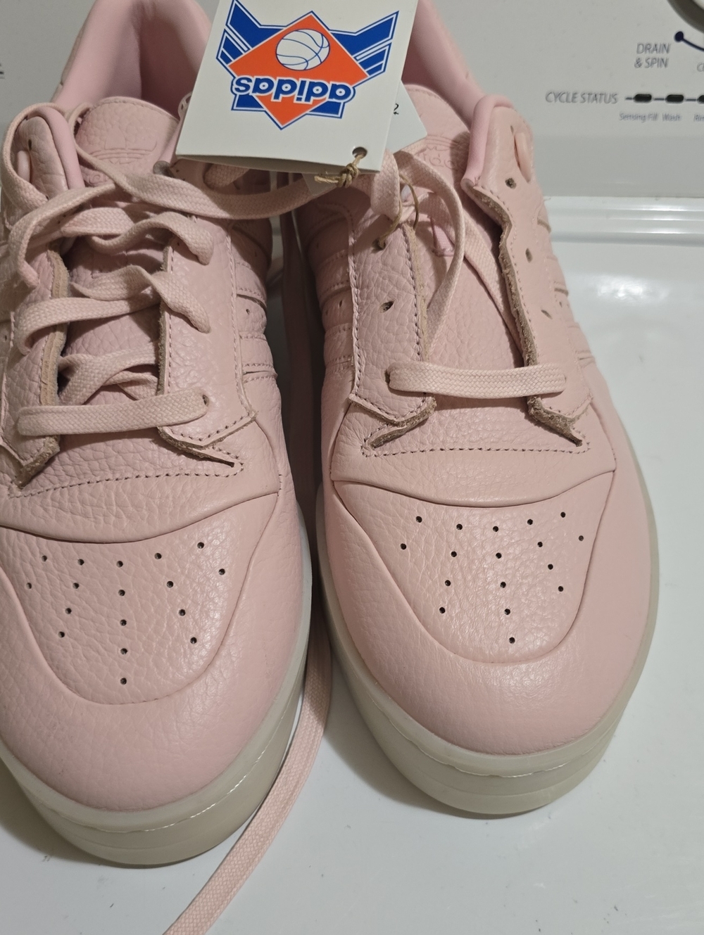 Men adidas Women’s Pastel Pink Leather Low-Top Sneakers